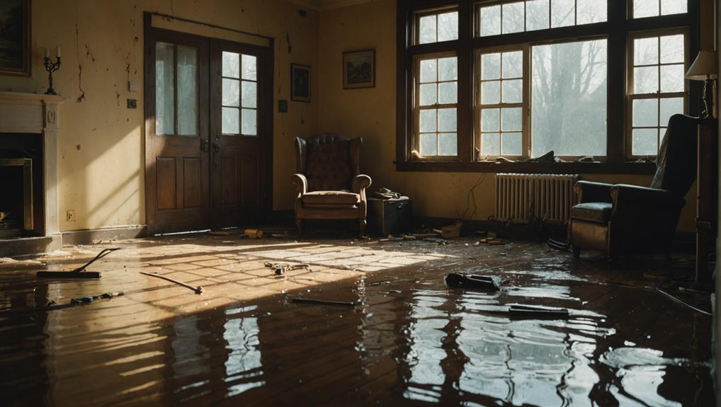 Water-damaged living room showing the importance of professional mold remediation in Lighthouse Point FL luxury homes